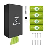 Dog Poop Bag Dispenser – Wall-Mounted or Hanging with Strap, Easy Refill Magnetic Cover, Fits Pole/Fence/Home/Porch/Backyard, Includes 4 Rolls (Black), For Dogs & Pets Indoor/Outdoor