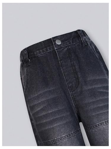 SHENHE Boy's Baggy Jeans Streetwear Denim Cargo Pants Straight Leg Loose Long Pant3