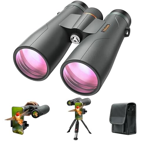 Adasion 15x56 UHD Binoculars for Adults High Powered with Phone Adapter and Tripod, Super Powerful BAK4 Prism Waterproof Binoculars for Hunting Stargazing Bird Watching Hiking Safari Travel Sports Cover