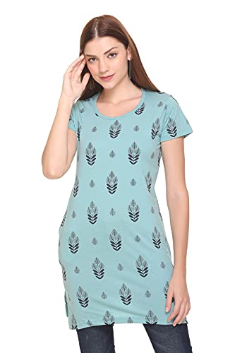Image of In Love Women's Printed Cotton Plus Size Longline T-Shirt Half Sleeve with Pockets Pack of 2