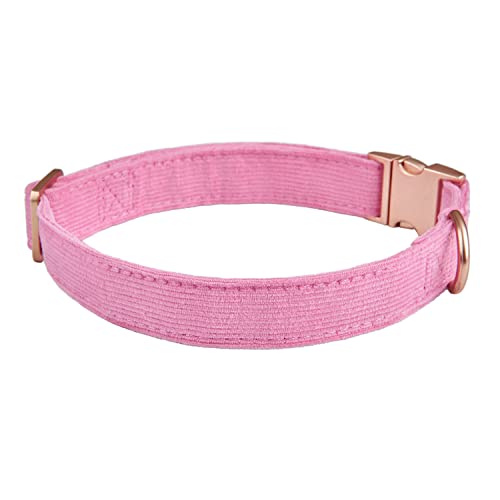 Petiry Soft Dog Collar with Safety Metal Buckle Adjustable Durable Comfort Velvet Corduroy Dog Collars for Medium Dogs,Pink,Neck 31-49cm - Image 4