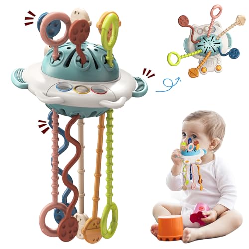 Image of Montessori Pull String Toys for Baby, Silicone Sensory Toys with Food Grade Pull String Activity - Travel Toys, Teething Strings for 1 Year Old Toddler, Early Development Birthday Toy for Babies