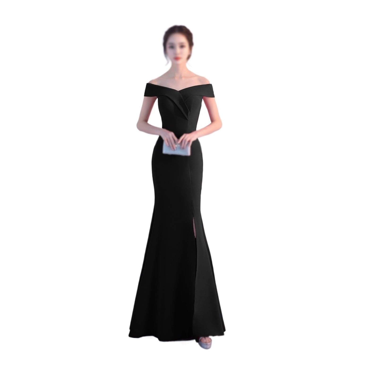 Robe de soirée longue à épaule dénudée idéale pour dîner chic et mariage