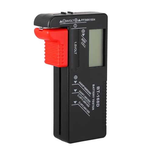 Alipis Comprobador de Batería Digital Portátil Bt-168d para Pilas Aa Aaa Tipo C 1,5 V 9 V y Botón, Medidor de Voltaje para Uso Doméstico y Electrónica, Tester Compacto y Ligero