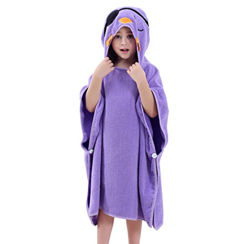 MICHLEY Toalla Bebe con Capucha, 70x70cm Algodón Capa de Baño Bebé for 2-6 Años,Pájaro morado