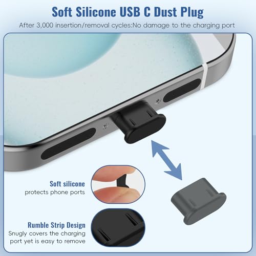 Enchufe antipolvo USB C protector de silicona contra pelusas de bolsillo 2