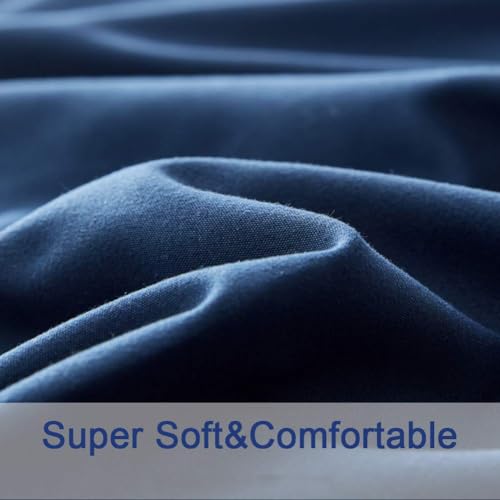 Image of SONORO KATE Bed Sheet Set Super Soft Microfiber 1800 Series Luxury Egyptian Sheets 18-Inch Deep Pocket Wrinkle and Hypoallergenic-3 Piece(Twin, Navy Blue)