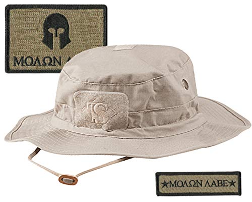 Gadsden and Culpeper Tactical Patches & Boonie Hat Bundle - Sand/Khaki