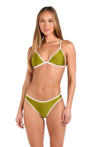 Sunshine 79 Women's Triangle Halter Bikini Swimsuit Top, Black//Trip Around The Sun, 12