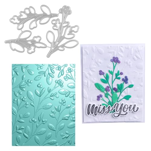 3D Embossing Folder and Metal Die Set for Card Making,Texture Fades Flower Background Embossing Template Paper Card Embossing Stencil for DIY Scrapbooking Photo Album Card Paper Craft Decoration