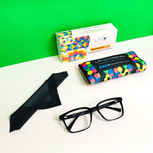 Óculos Para Gamer LP Vision Use Com Computador Celular e TV - Quadrado (Preto)