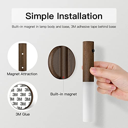 Miebul NIGHT LIGHT 2PCS BROWN Motion Sensor Night Light, Magnetic Led Wall Lights Rechargeable Sensor Night Light Indoor Wooden Wall Sconce For Bedroom Corridor Staircase  thumb #6
