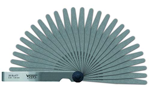 Vogel Germany Feeler gauge set (21 sheets, measuring range: 0.05-2.00 mm, made of hardened spring steel, conical blade shape, 100 mm long) 411009