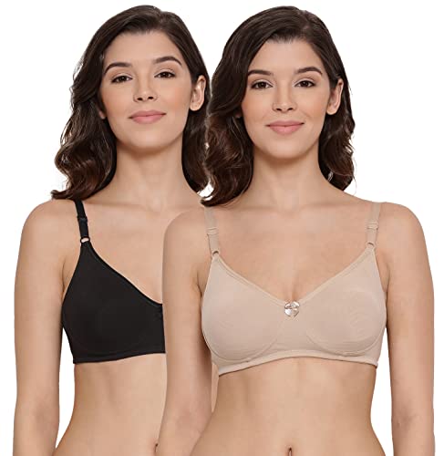 Image of Lyra Women's Moulded Encircled Bra(513) Pack of 2 White & Black,30B 2PC Black & Skin 32B