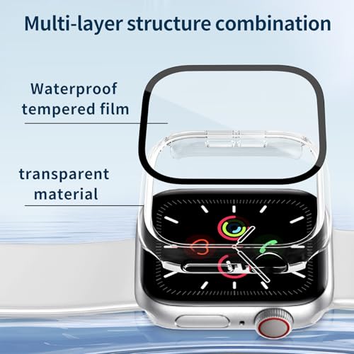 Image of Waterproof Case for Apple Watch Series SE2 SE 6 5 4 40mm, Built-in Screen Protector with Tempered Glass [Touch Sensitive] Cover for iWatch S6 /S5 /S4 /SE 40mm, Clear