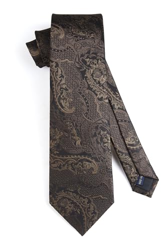 Image of HISDERN Ties for Men Paisley Floral Tie Handkerchief Classic Woven Business Formal Necktie and Pocket Square Set Wedding