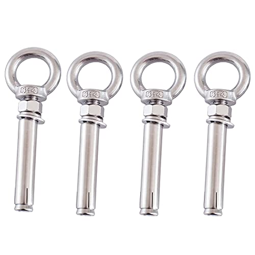Boulons à œil d'expansion M10x80mm en acier inoxydable 304 pour levage, 4 pièces