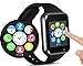 Bluetooth Smart Watch Fitness Tracker, Touch Screen Smart Wrist Smartwatch Support SIM SD Card Slot Make/Answer Phone Camera Pedometer Compatible Android iOS Samsung LG for Women Men Kids (Black)