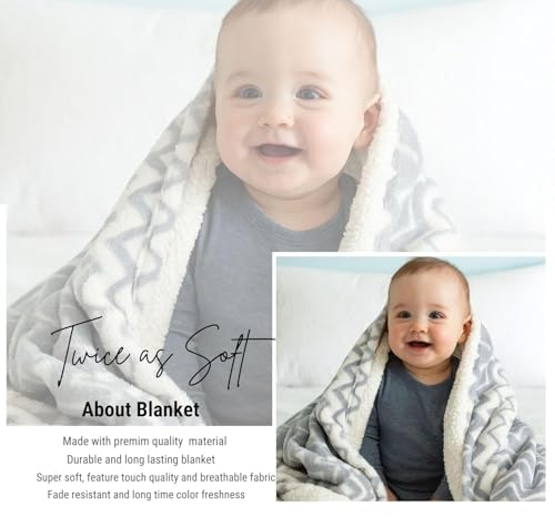 Image of VAS COLLECTIONS Ultra Soft Baby Blanket | Flannel + Sherpa | 2-Layer All-Season AC Sheet for Newborns (0-24 M) - Grey White