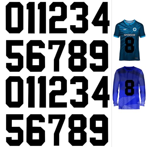 22 Pièces Vêtements en Jersey Thermocollants Numéros Transfert Textile Thermocollant de 0 à 9 Numéros Thermocollants doux sur les Uniformes d'Equipe T Shirts de...