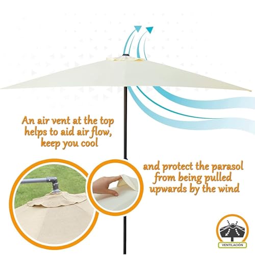 Cubierta de repuesto duradera para sombrilla de patio al aire libre, perfecta para jardín, playa, piscina, mesas de mercado y eventos, resistente a los rayos UV, impermeable, fácil de instalar
