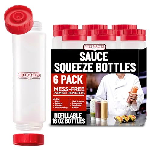 Chef Master 20 Oz. Squeeze Bottles for Sauces (6-Pack) -