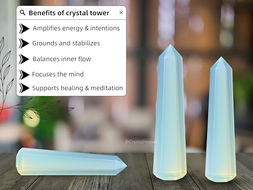 Image of Crystal Heaven Opalite Crystal Tower Obelisk Point For Chakra, Healing And Balancing - Aaa Grade Original Certified Gemstone Agate For Reiki Meditation Yoga Spiritual (3-4 Inches)