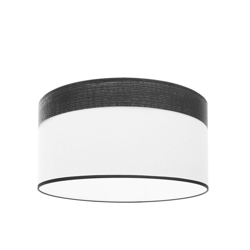 Pantalla Colgante 50x50x22 cm en blanco y madera negra con difusor, ideal para iluminación decorativa en hogares y oficinas.