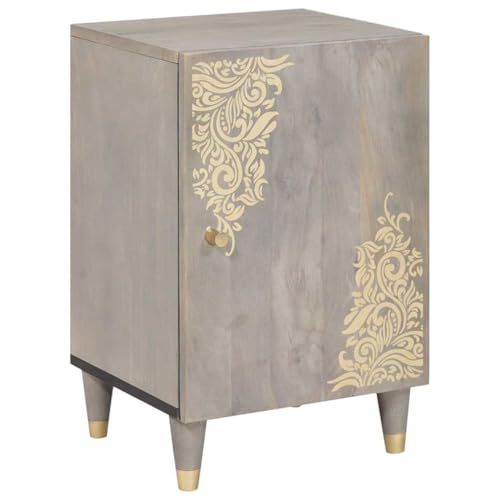 vidaXL Mobile da Bagno Grigio 38 x 33 x 58 cm Legno massello di Mango, Mobiletto Bagno, Moderno Design in Legno, Organizer Elegante, Soluzione salvaspazio compatta