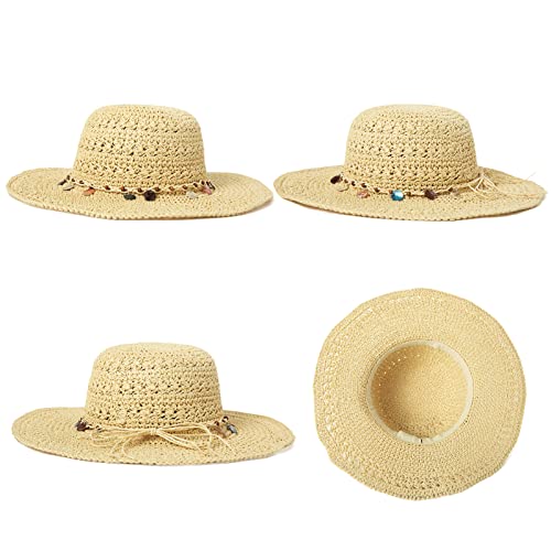 Sombrero playero de paja plegable para mujer miniatura 6