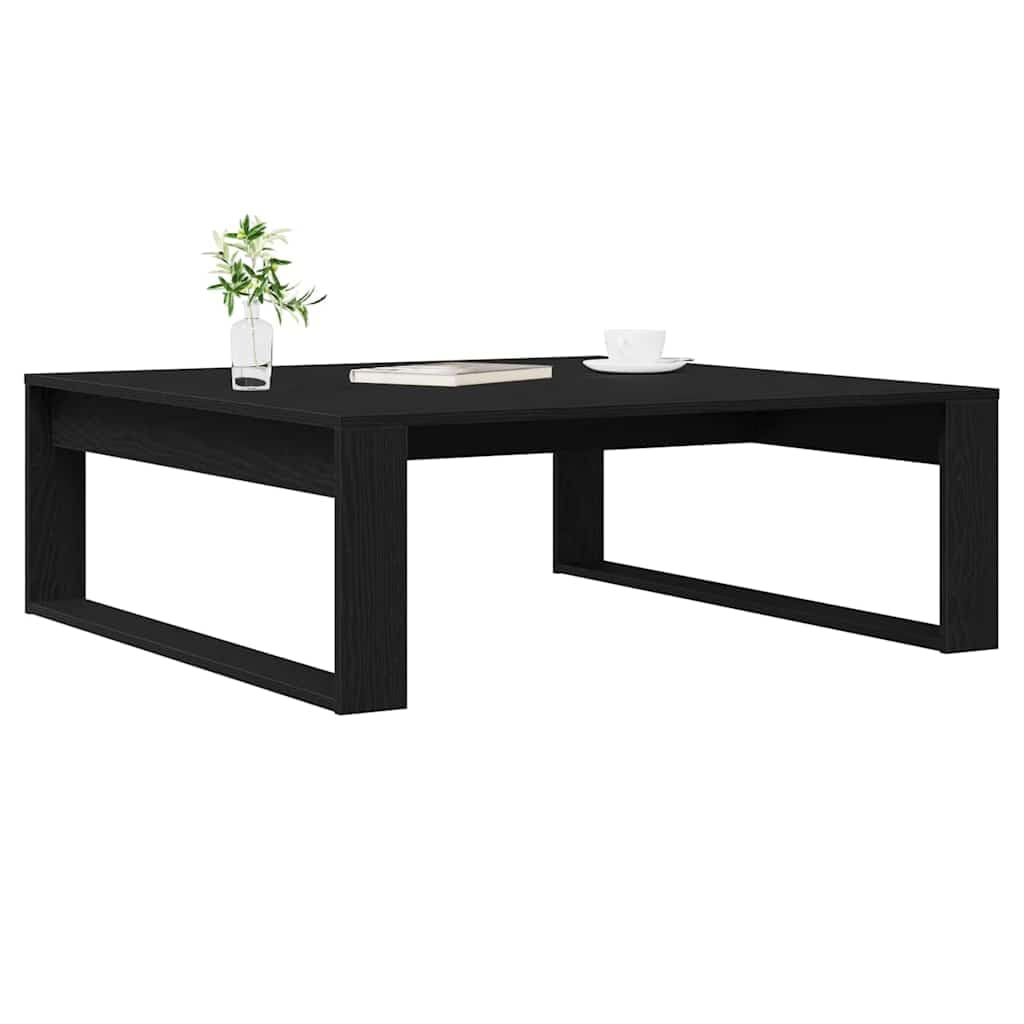 vidaXL Coffee Table Black Oak 100 x 100 x 35 cm Engineered Wood, Home Coffee Table, Modern Living Room, Functional Accent, Stylish Low Profile Indoor, Engineered Wood