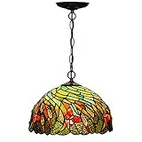 WGFJKI Lámparas de araña de 12.0 in, Estilo Victoriano con vidrieras de Mariposa, lámpara Colgante de decoración de Metal Ajustable para Dormitorio, Cocina, Comedor, Sala de Estar, Pasillo