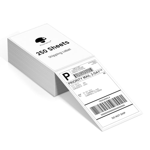 Image of Phomemo 4x6 Thermal Shipping Label (250 4x6 Per Fanfold Labels) | 4x6 Thermal Labels Fold, Compatible with MUNBYN,JADENS,Nelko,Rollo, KNAON, Phomemo Shipping Label Printer