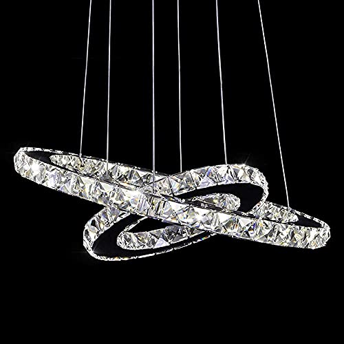 Image of Modern Crystal Chandelier 10.5 & 14.5 Inch Ring Dia, Warm White, LED Light Fixtures, Hanging Ring, Foyer, Bedroom, Pendant Lights, Hotel, Dining Room, Living Room