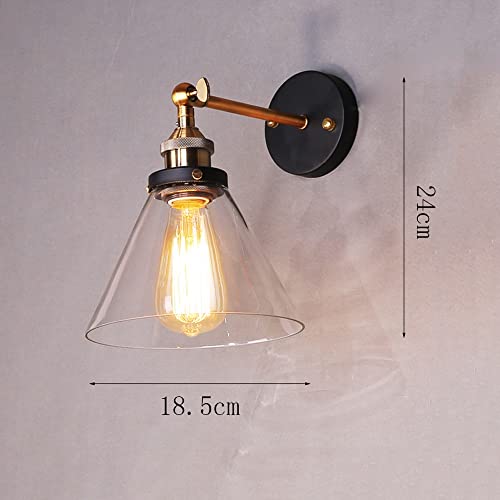 Aplique de pared de cabecera estilo loft vintage industrial con pantalla transparente E27 4