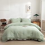 Merryword Sage Green Comforter Set Green Ruffle Comforter Ruffle Fringe Design Sea Green Ruffled Dow