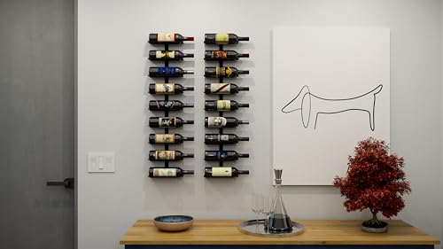 Image of Ultra Wine Racks Max Reveal Wall Mounted Wine Rack - Black Metal Wall Rails, 1 ft (3 Bottles)