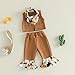 Rourufy Toddler Baby Girl Western Outfit Cowgirl Tassel Sleeveless Top Vest Jacket Bell Bottoms Bandana Set Spring Clothes (C Brown, 6-12 Months)