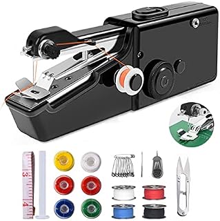 Cordless Portable Electric Sewing Machine with Sewing Accessories, Handheld Mini Sewing Machines for Beginners, Manual Stitcher Hand Held Sew Machine for Clothing, Curtains, Home Travel