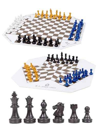 Juego de mesa de ajedrez para 3 o 4 jugadores, juego de ajedrez colorido de 64 piezas,...