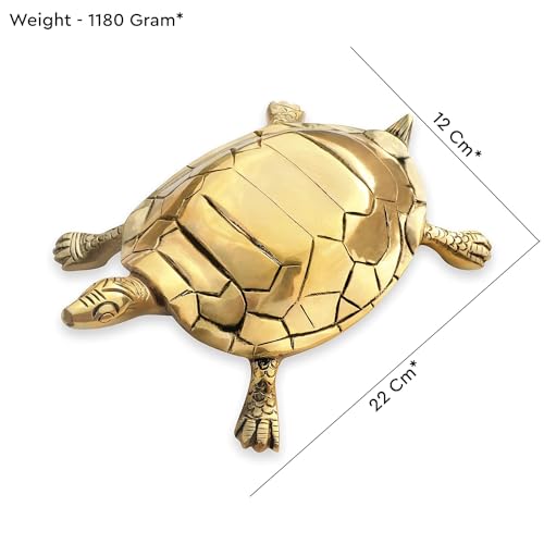 Image of Brass Vaastu Tortoise | Turtle | Weight - 1120 Gram Approx | Size - 22 x 12 cm | Feng Shui | Vastu Shastra Remedies | Turtle for Good Luck | Pack of 1