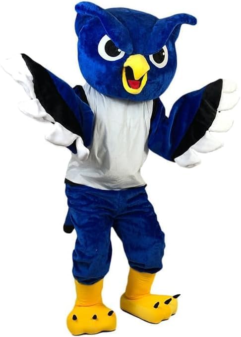 Angry Blue Sport Owl Mascot Costume Adults Costumes & COOL FANS & COOL ICE VEST Inside