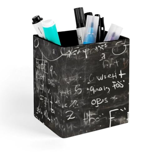 JTKBNVM Square Leather Pencil Holder Blackboard Wallpaper Pen Holder Soft Minimalist Desk Pen Cup Stand Waterproof Multifunctional Office Supplies for Home Office