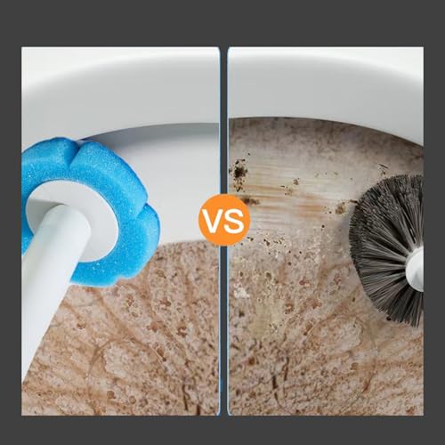 YUKORT Nieuwste wandgemonteerde wegwerptoiletborstelreinigingsset met 24 wegwerptoiletborstelvullingen,Blauw,One Size - Image 5