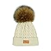 Produktbild FeiliandaJJ Neugeborene Baby Mützen Mädchen Jungen Haarballen Wolle Strickmütze Baby Hüte Warm Baby Wintermützen (Beige)
