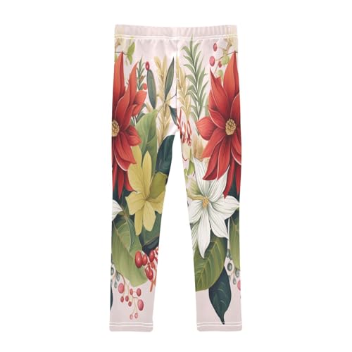 Bolaz Toddler Girls Leggings Printed Yoga Pants Leggings White Red Yellow Flower for Kids2