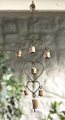 Wind chime with Hearts and Bells Recycled Iron Fair Trade by Namaste