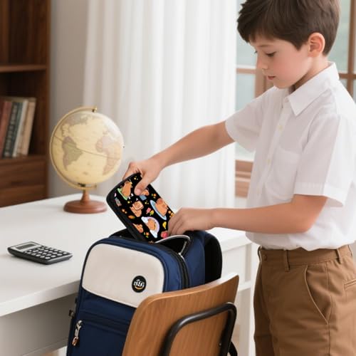 Image of Cartoon Animal Large Capacity Pencil Case, Cute Pencil Pouch for Teens Students- Flip Top Pen Bag with Zipper, Aesthetic Compartments Stationery Pencils Box Organizer for School Travel Office