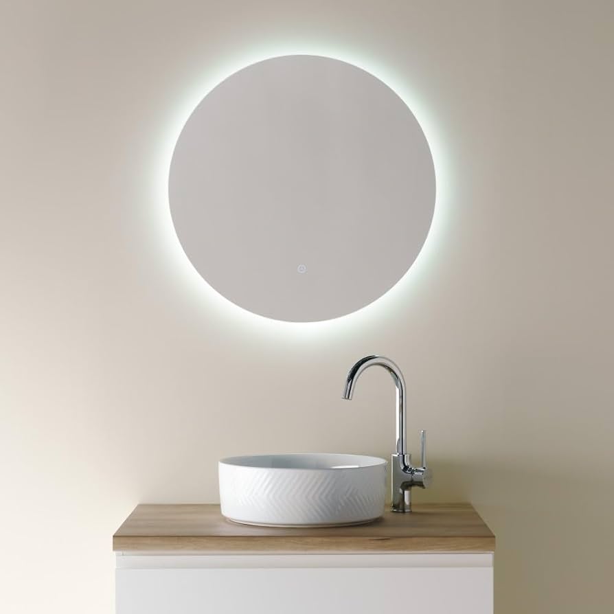 Amazon.co.jp: mizunohana LED ミラー 鏡 壁掛け 照明付き 丸 ウォール