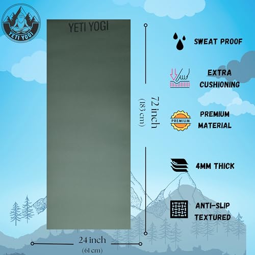 Image of EVA Yoga Mat 4mm Army Green Anti Slip Exercise Workout Mat Durable Comfortable Unisex Home Gym Pilates Training Fitness Mat